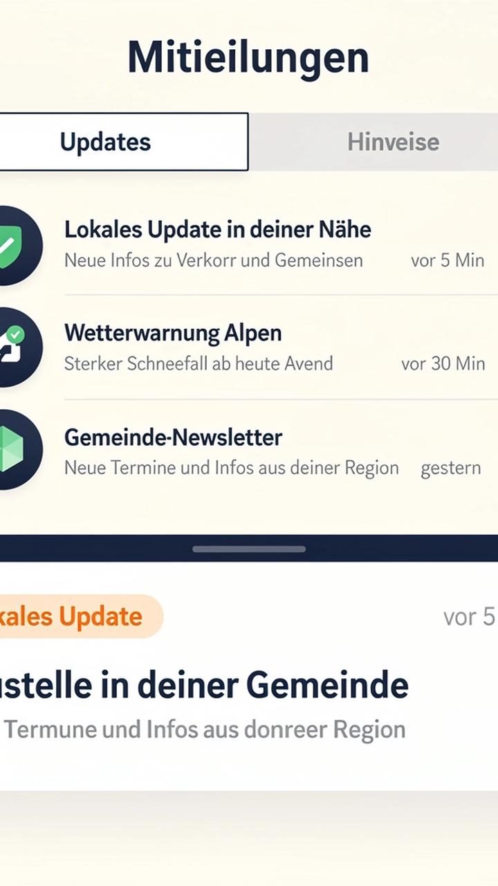 App-Screenshot: Push-Alert mit wichtigem lokalen Hinweis